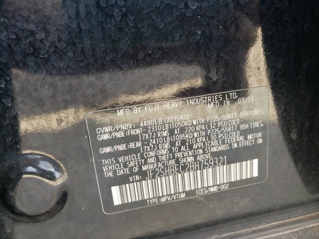 2011 SUBARU FORESTER L JF2SHBEC2BH759321