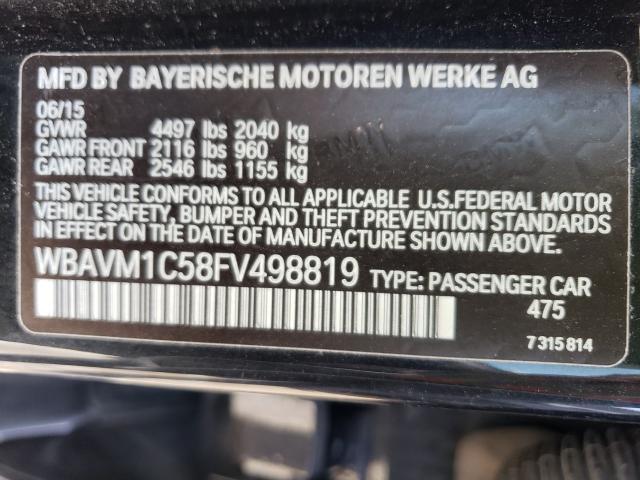 2015 BMW X1 SDRIVE2 WBAVM1C58FV498819