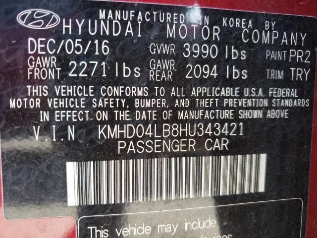 2017 HYUNDAI ELANTRA SP KMHD04LB8HU343421