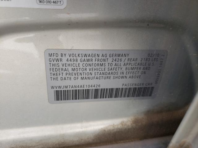 2010 VOLKSWAGEN PASSAT KOM WVWJM7AN4AE104426