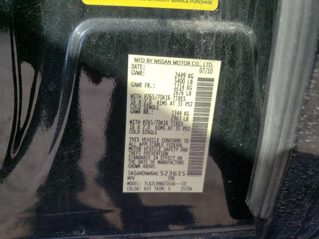 2010 NISSAN XTERRA OFF 5N1AN0NW6AC523635