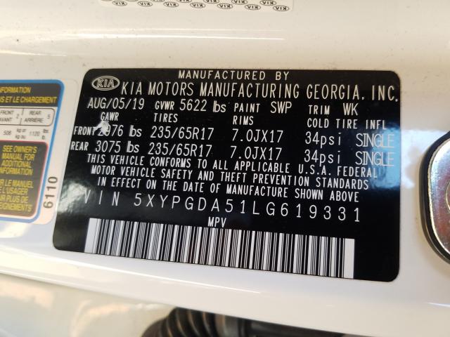 2020 KIA SORENTO S 5XYPGDA51LG619331