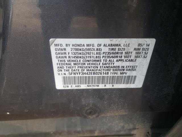 2014 HONDA PILOT EX 5FNYF3H42EB026148