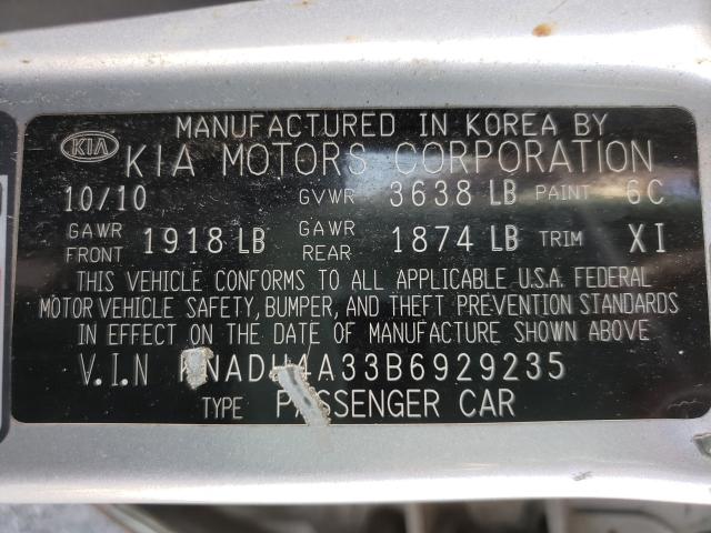 2011 KIA RIO BASE KNADH4A33B6929235