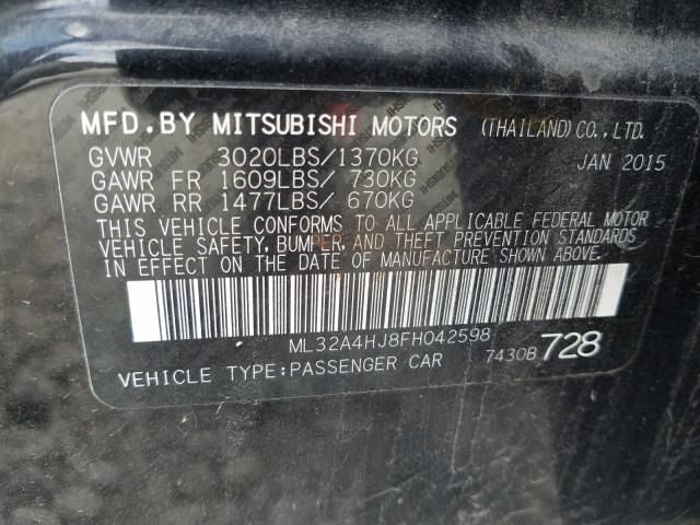2015 MITSUBISHI MIRAGE ES ML32A4HJ8FH042598