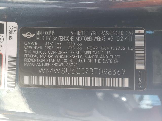 2011 MINI COOPER WMWSU3C52BT098369