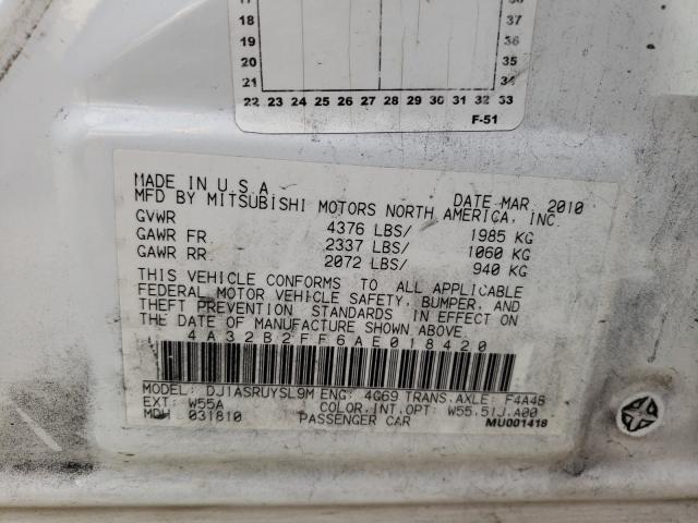 2010 MITSUBISHI GALANT FE 4A32B2FF6AE018420