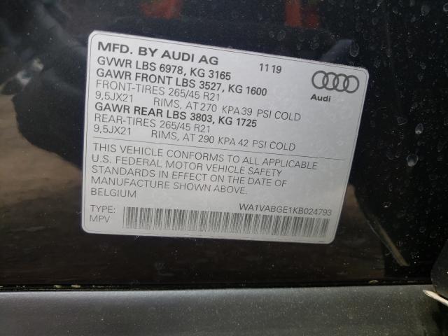 2019 AUDI E-TRON PRE WA1VABGE1KB024793