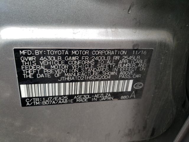 2017 LEXUS IS 200T JTHBA1D21H5042004