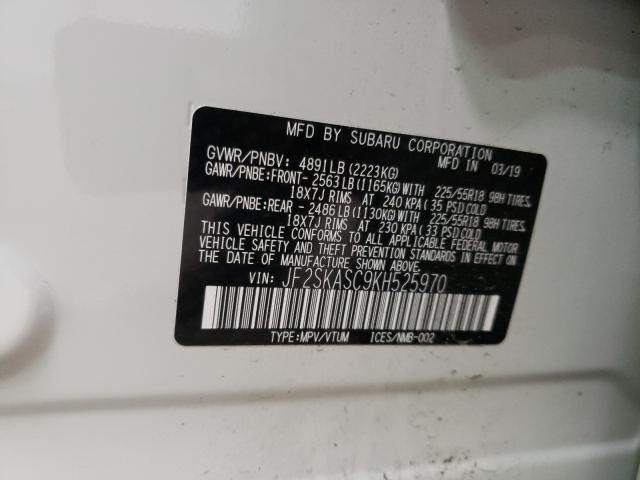2019 SUBARU FORESTER L JF2SKASC9KH525970