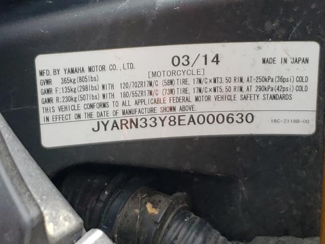 2014 YAMAHA FZ09 C JYARN33Y8EA000630