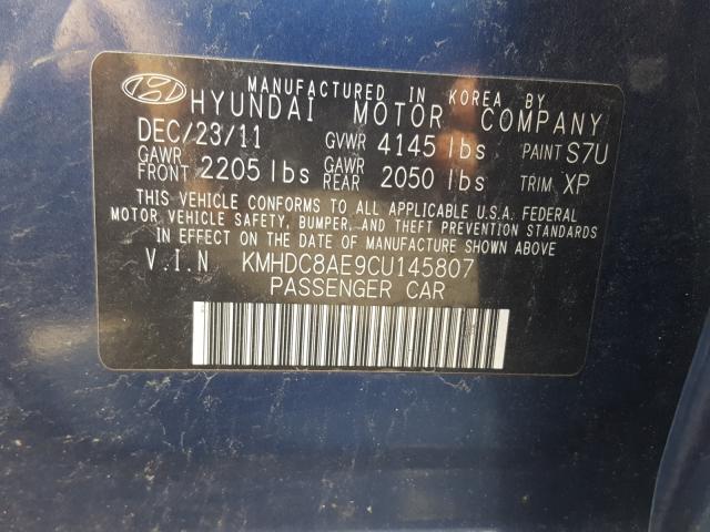 2012 HYUNDAI ELANTRA TO KMHDC8AE9CU145807