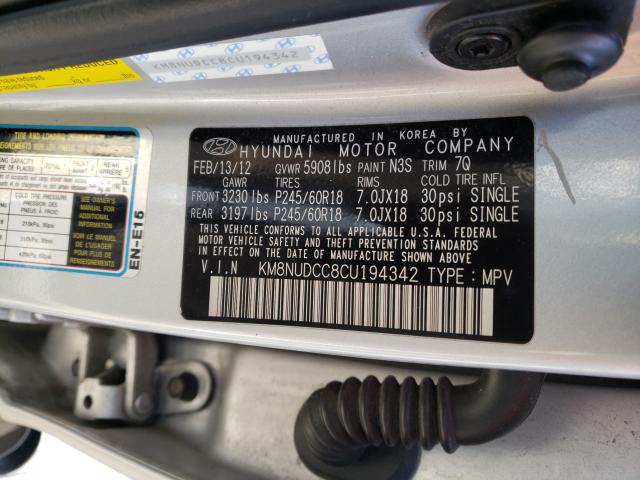 2012 HYUNDAI VERACRUZ G KM8NUDCC8CU194342