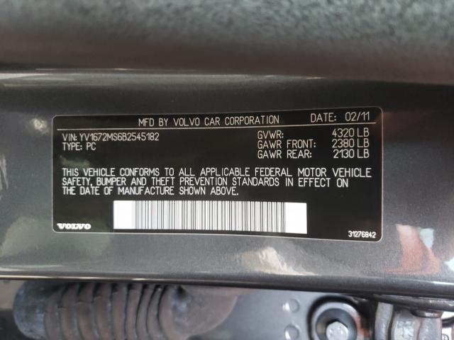 2011 VOLVO S40 T5 YV1672MS6B2545182