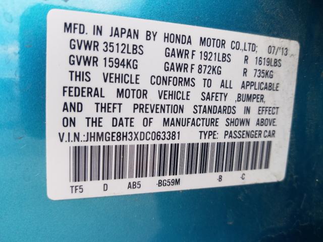 2013 HONDA FIT JHMGE8H3XDC063381