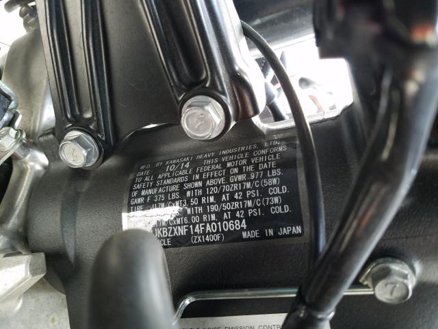 JKBZXNF14FA010684 Kawasaki Zx1400 F 2015. Фото: 9
