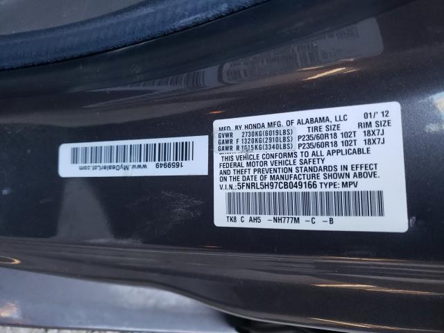 2012 HONDA ODYSSEY TO 5FNRL5H97CB049166