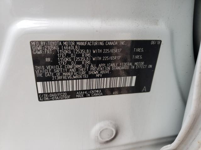 2018 TOYOTA RAV 4 2T3RFREV6JW806193