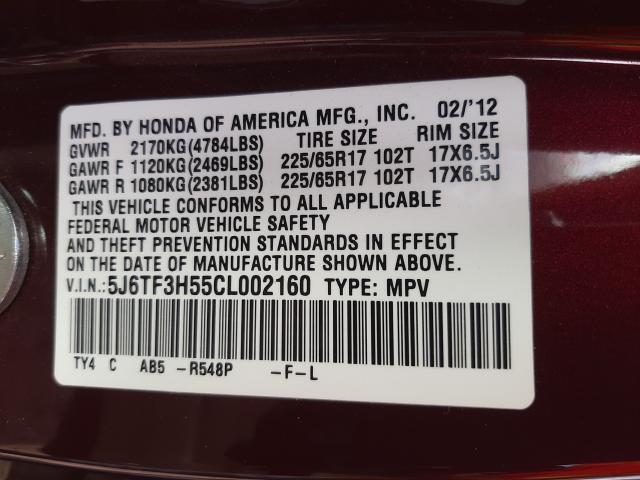 2012 HONDA CROSSTOUR 5J6TF3H55CL002160