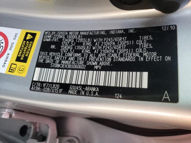 2011 TOYOTA HIGHLANDER 5TDBK3EH3BS060602