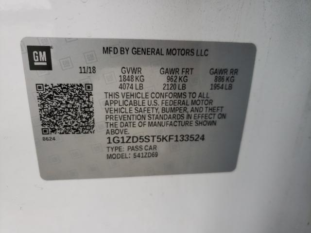2019 CHEVROLET MALIBU LT 1G1ZD5ST5KF133524