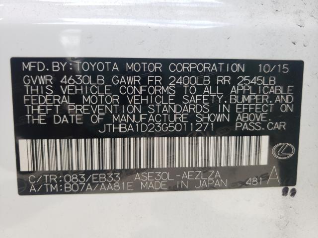 2016 LEXUS IS 200T JTHBA1D23G5011271
