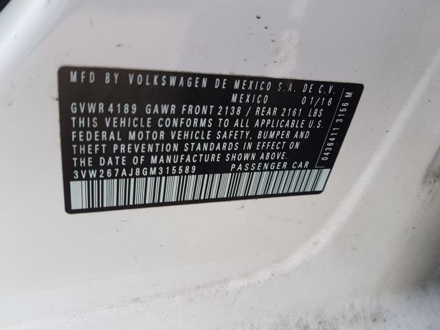 2016 VOLKSWAGEN JETTA S 3VW267AJ8GM315589