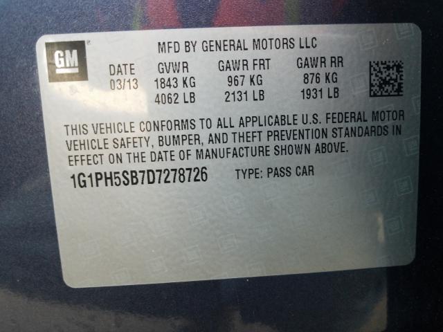 2013 CHEVROLET CRUZE ECO 1G1PH5SB7D7278726