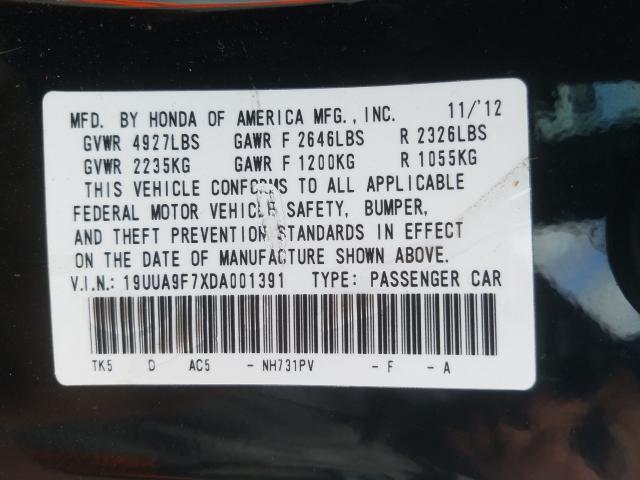 2013 ACURA TL ADVANCE 19UUA9F7XDA001391