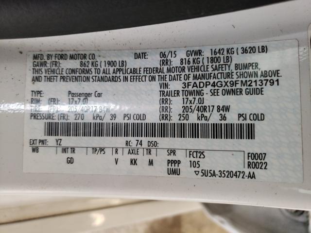 2015 FORD FIESTA ST 3FADP4GX9FM213791