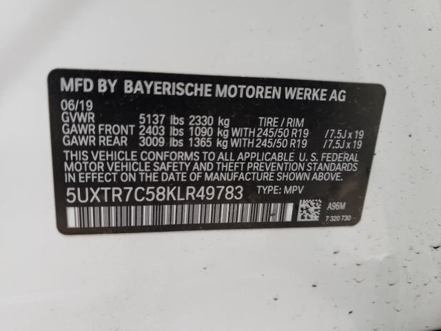 2019 BMW X3 SDRIVE3 5UXTR7C58KLR49783
