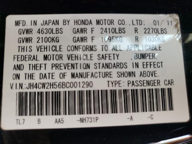 2011 ACURA TSX JH4CW2H56BC001290