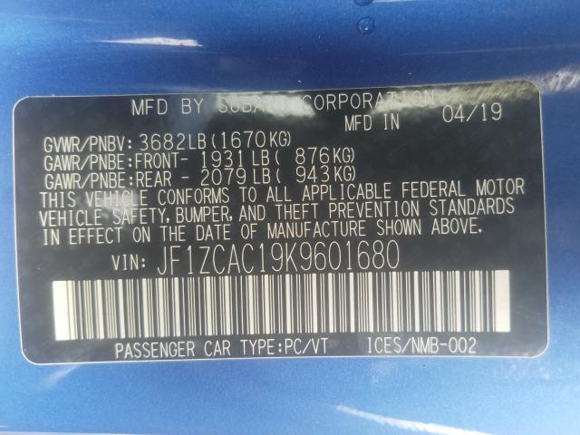 2019 SUBARU BRZ LIMITE JF1ZCAC19K9601680