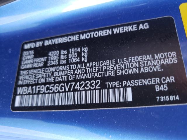 2016 BMW 228 I SULE WBA1F9C56GV742332