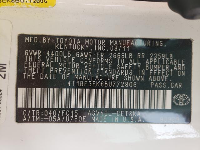 2011 TOYOTA CAMRY BASE 4T1BF3EK8BU772806