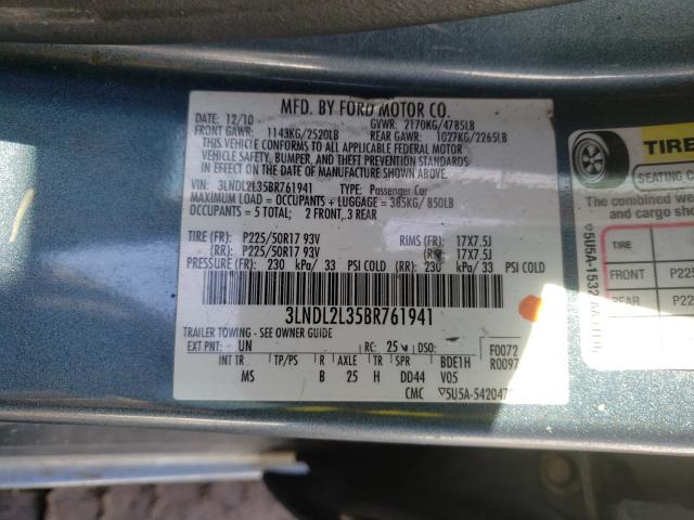 2011 LINCOLN MKZ HYBRID 3LNDL2L35BR761941