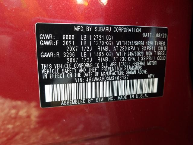 2021 SUBARU ASCENT TOU 4S4WMARDXM3403137