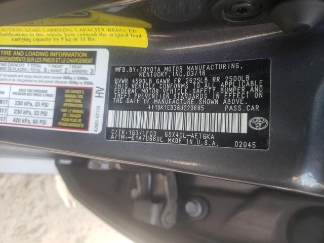2016 TOYOTA AVALON XLE 4T1BK1EB3GU220685