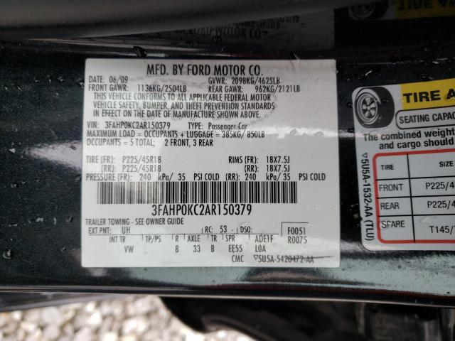 2010 FORD FUSION SPO 3FAHP0KC2AR150379