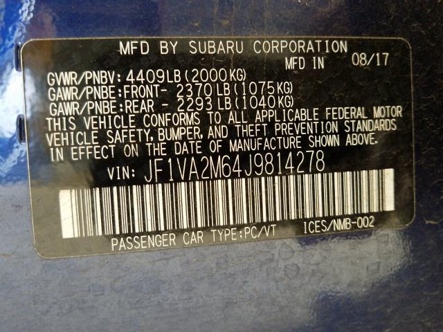 2018 SUBARU WRX STI JF1VA2M64J9814278