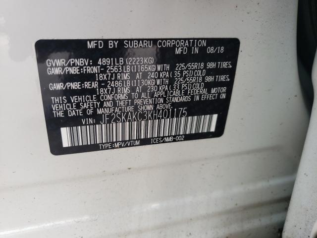 2019 SUBARU FORESTER S JF2SKAKC3KH401175