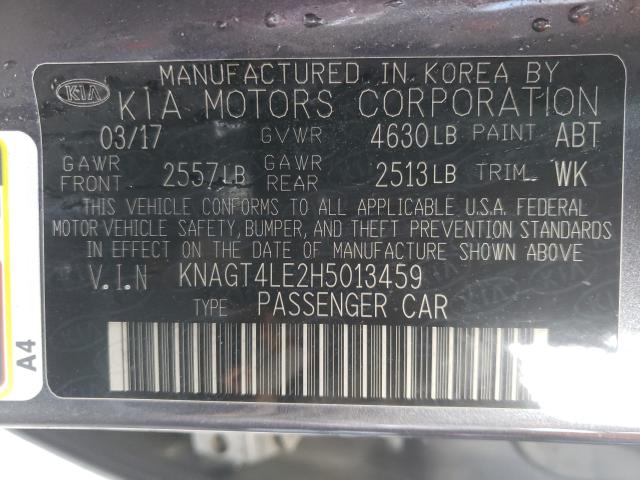 2017 KIA OPTIMA HYB KNAGT4LE2H5013459