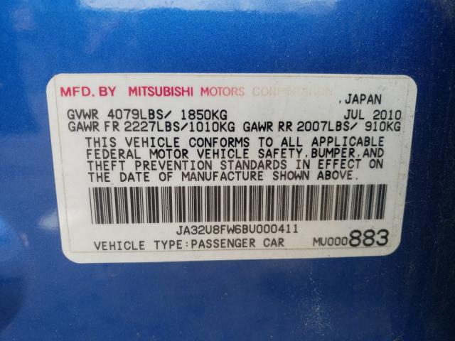 2011 MITSUBISHI LANCER GTS JA32U8FW6BU000411
