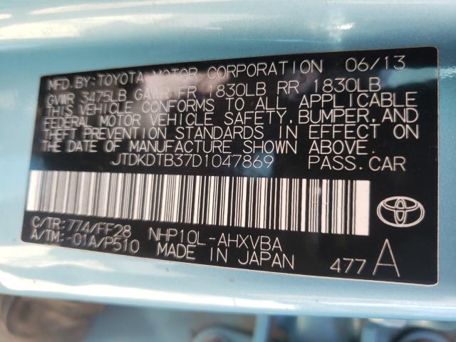 2013 TOYOTA PRIUS C JTDKDTB37D1047869