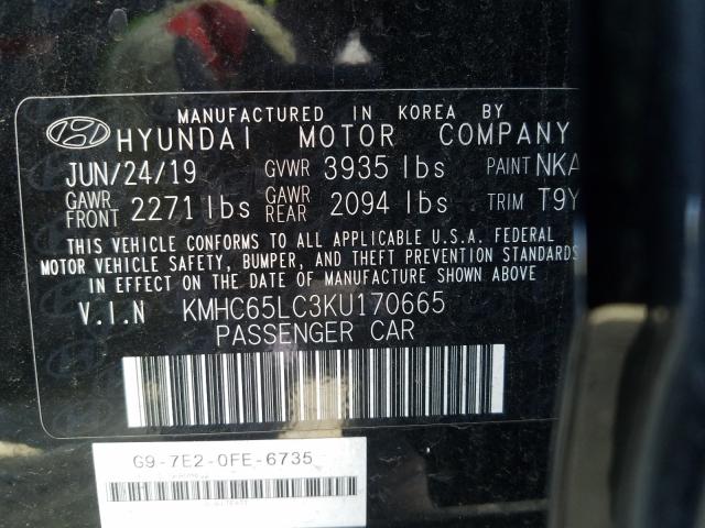 2019 HYUNDAI IONIQ BLUE KMHC65LC3KU170665