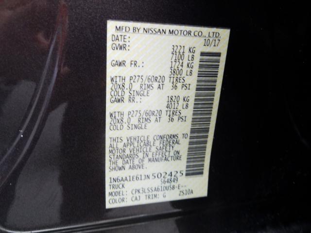2018 NISSAN TITAN SV 1N6AA1E61JN502425