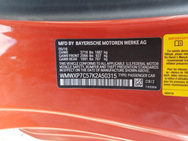 2019 MINI COOPER S WMWXP7C57K2A50315