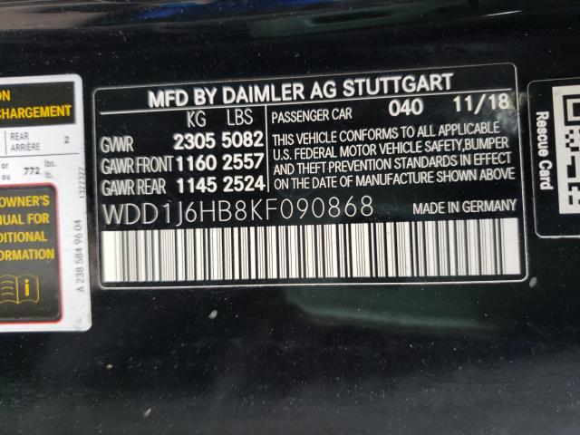 2019 MERCEDES-BENZ E 450 WDD1J6HB8KF090868