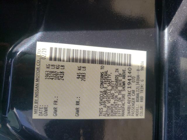 2019 NISSAN ALTIMA SL 1N4BL4EV3KC194140