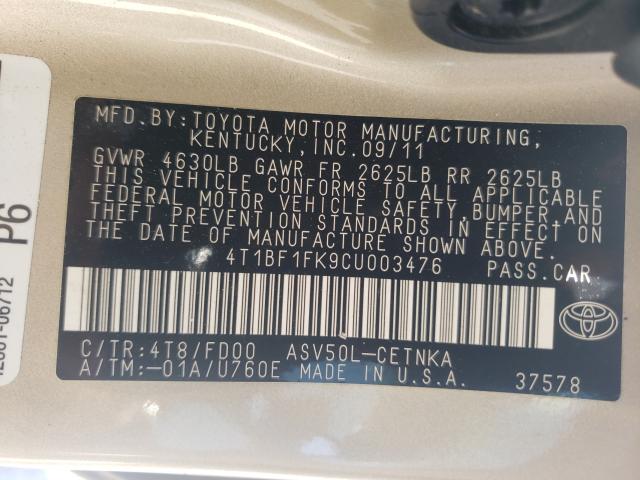 2012 TOYOTA CAMRY BASE 4T1BF1FK9CU003476